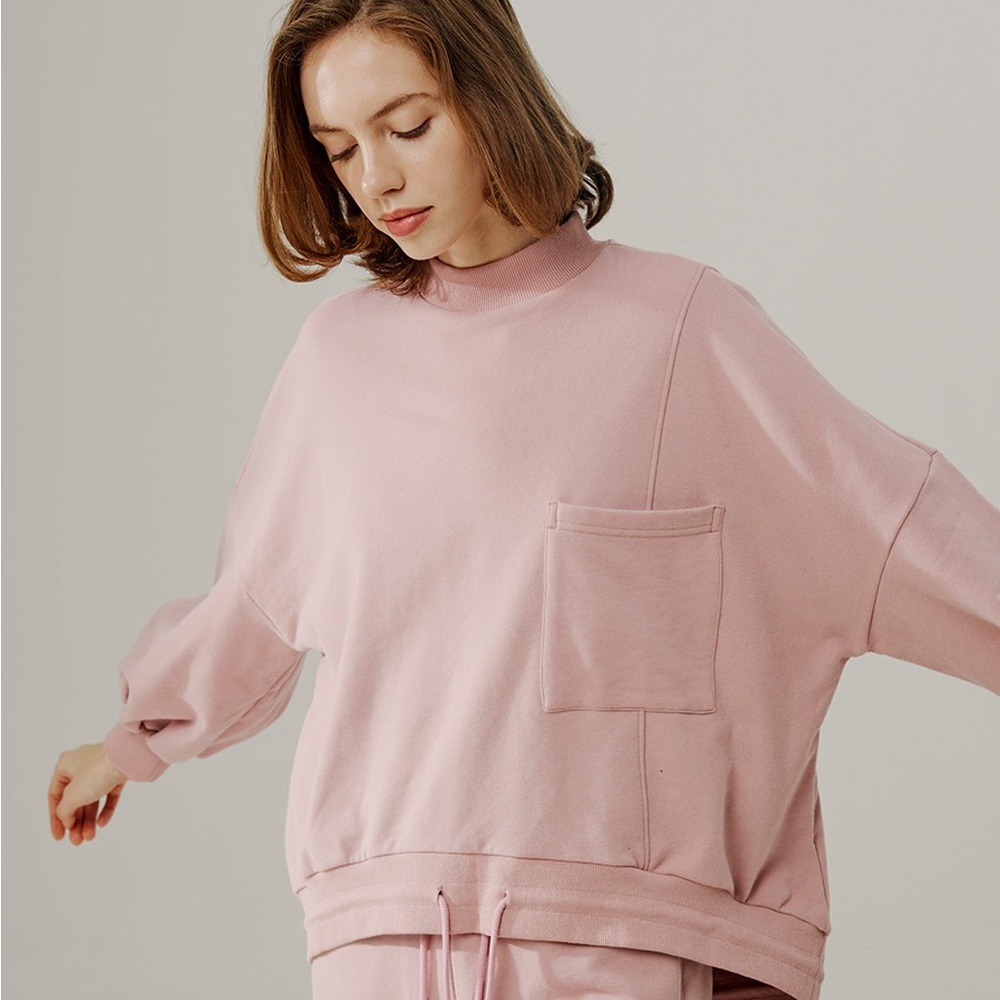 NAP Drawstring Hem Cotton Sweatshirt Blush Pink Oversized Top Women’s Size Large - Picture 2 of 12
